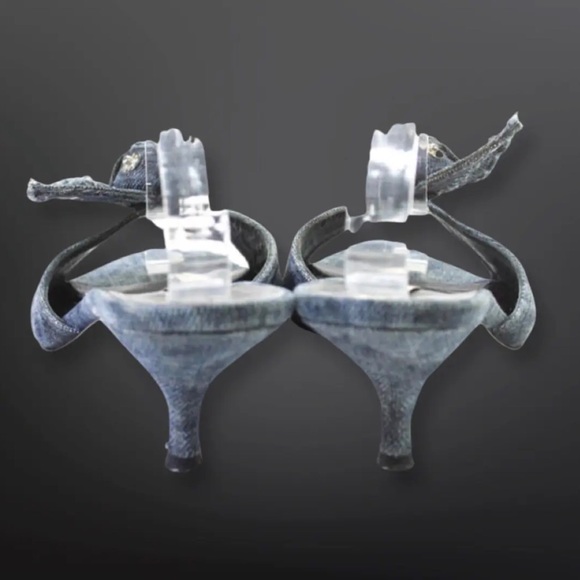 MIU MIU WOMENS KNOTTED FRINGE DENIM SLIDE SANDALS BLUE SIZE 38 - Picture 3 of 7